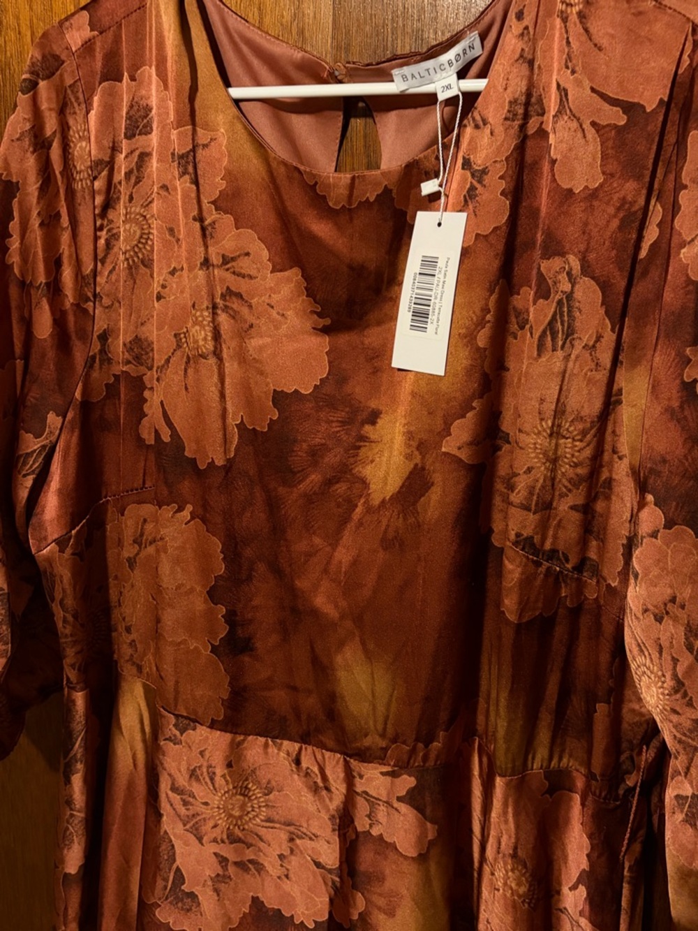 Baltic Born Paula Satin Terracotta Floral Maxi Dress - Picture 5 of 7
